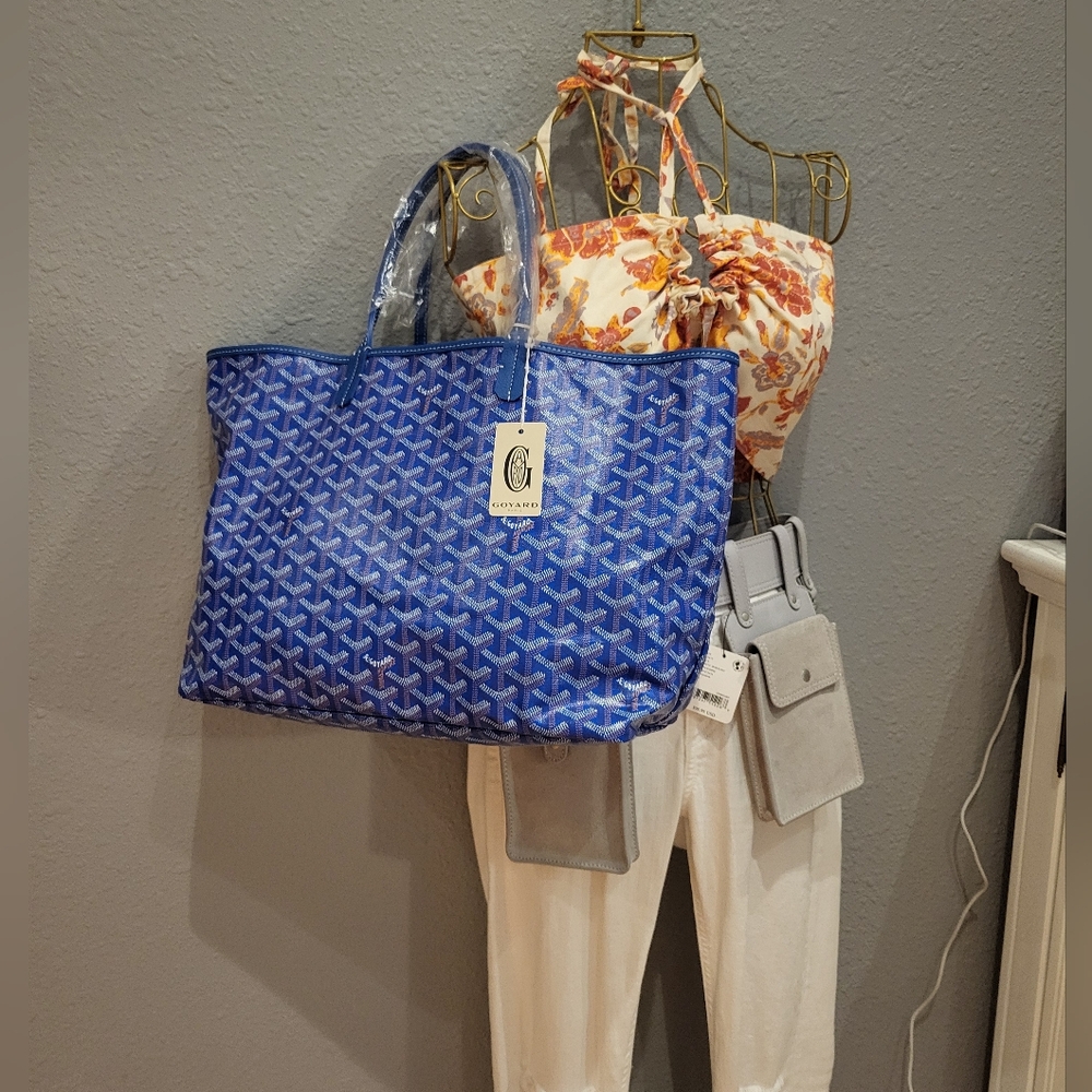 Goyard Blue Chevron St. Louis GM Tote with Pouch - Picture 4 of 16